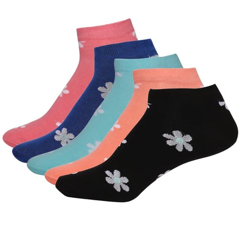 Feelings Casual All Over Design 003 Assorted Cotton Socks Free Size Pack Of 5