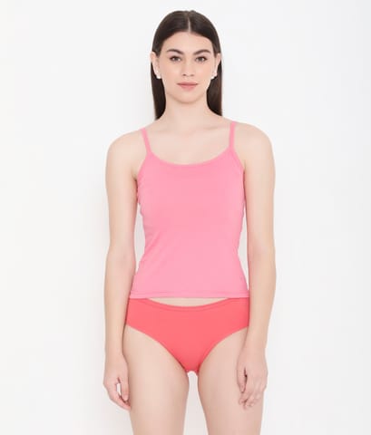 Feelings Solid Pink Pure Cotton Innerwear Camisole For Women