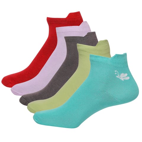 Feelings Sports Socks For Women'S 100% Cotton For Active Lifestyles, Moisture Control, And Distinctive Style- Assorted Free Size(Pack Of 5)