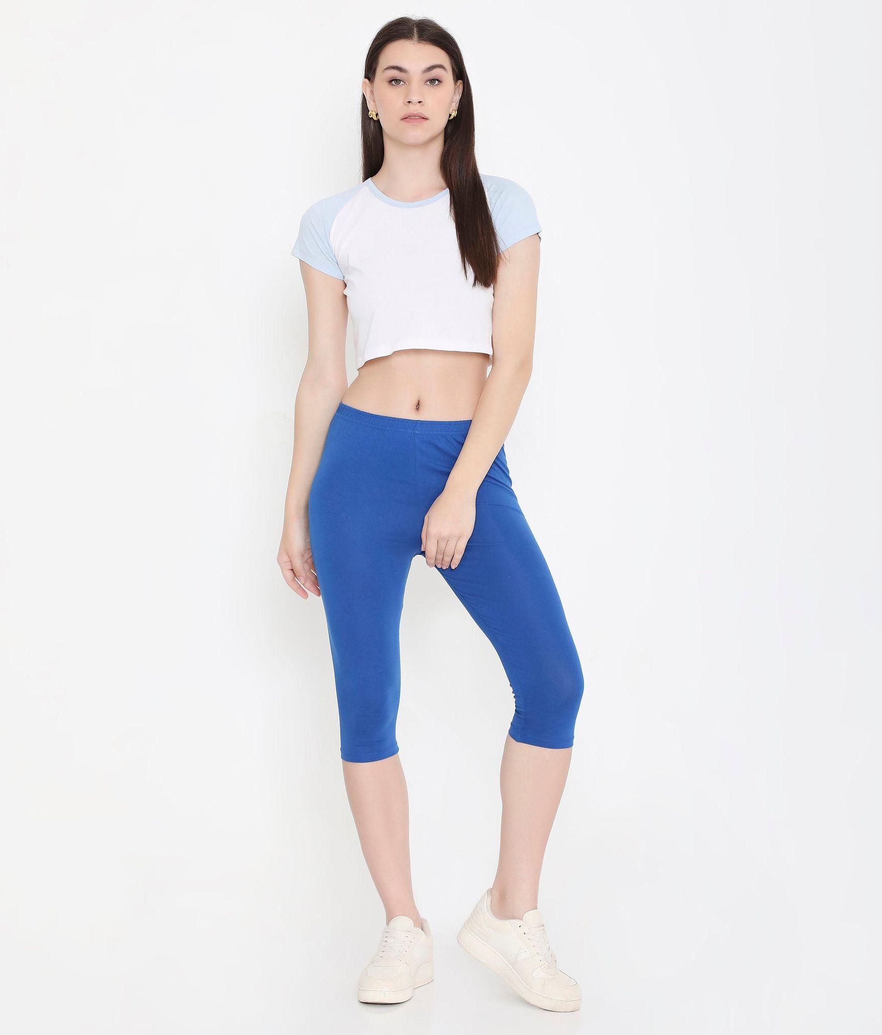 Feelings Women Royal Blue Soft Cotton Everyday Capri