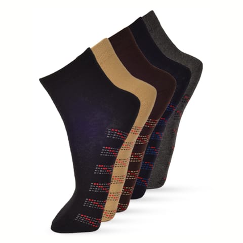 VIP Pack Of 5 Smart Formal -Stripe Design  - 005 Ankle Cut Assorted Cotton Socks - Free Size - Pack Of 5