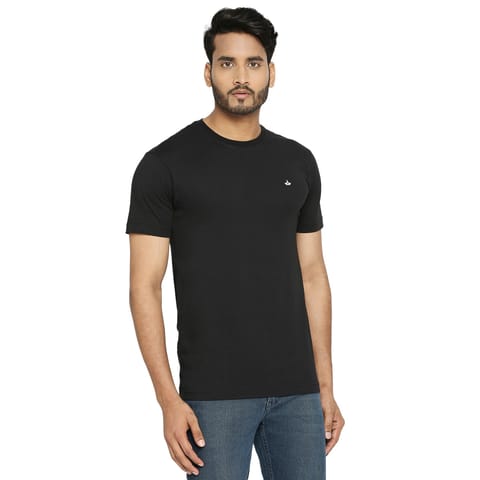 VIP Solid Black Everyday Essential Cotton T-Shirt For Men