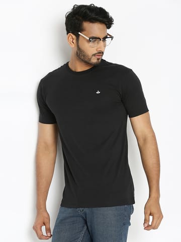 VIP Mens Black Colour Round Neck T-Shirt