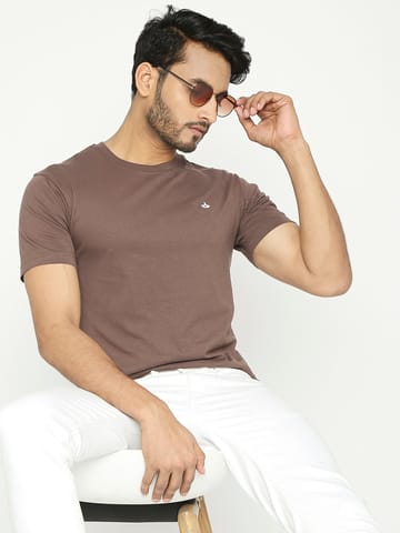 VIP Mens Brown Colour Round Neck T-Shirt