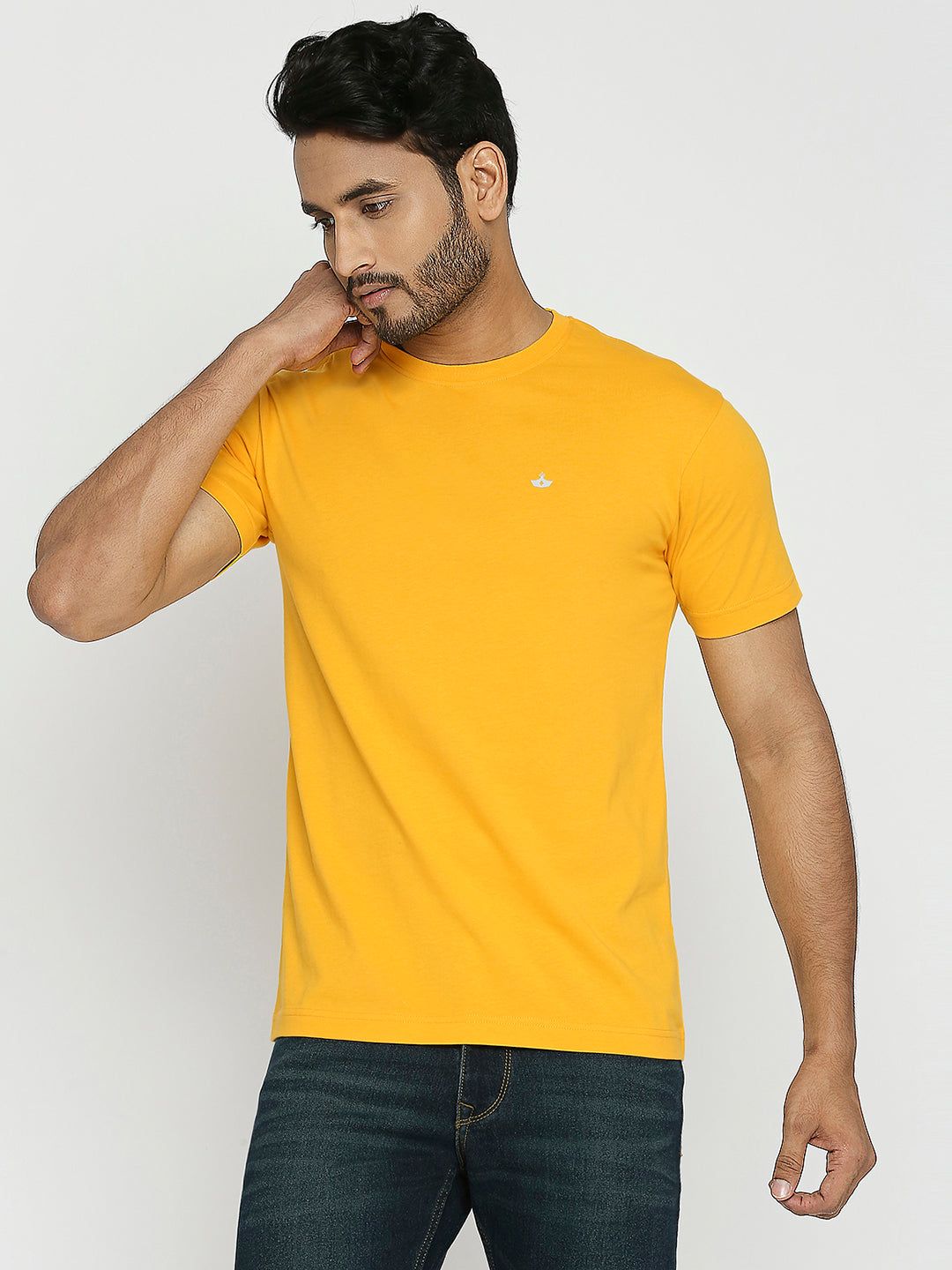 VIP Mens Golden Yellow Round Neck T-Shirt