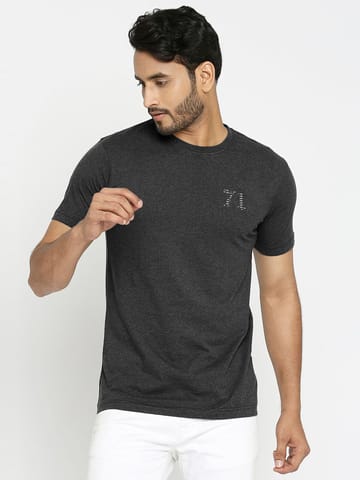 VIP Charcoal Melange Everyday Essential Cotton T-Shirt For Men