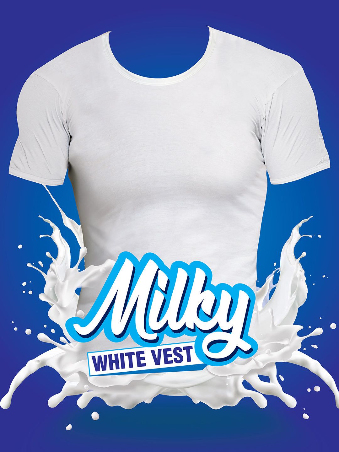 VIP Bonus Classic Milky White Cotton Vest With Sleeves For Men