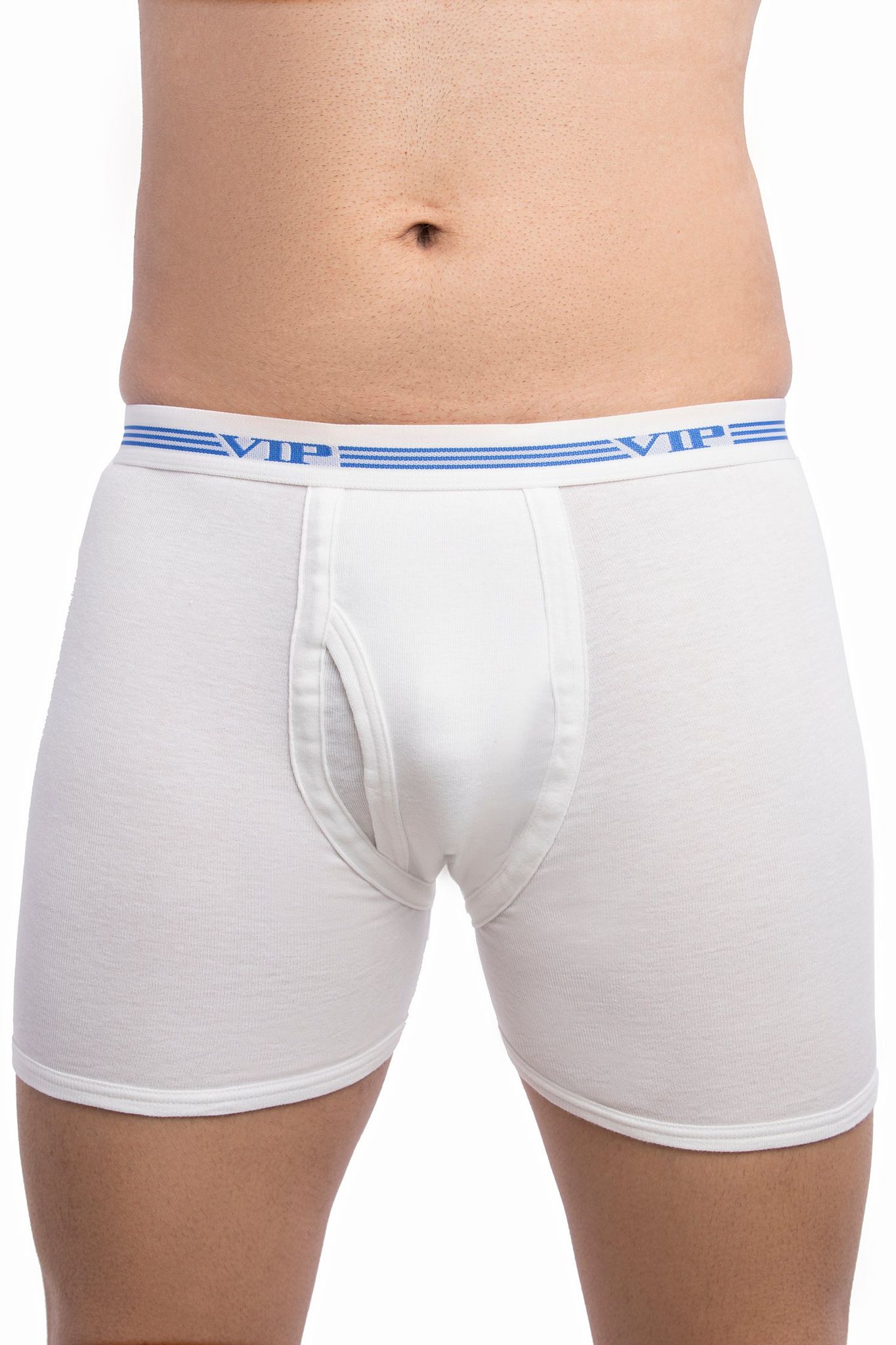 VIP Men'S Advanta White 100% Cotton Rib Trunks