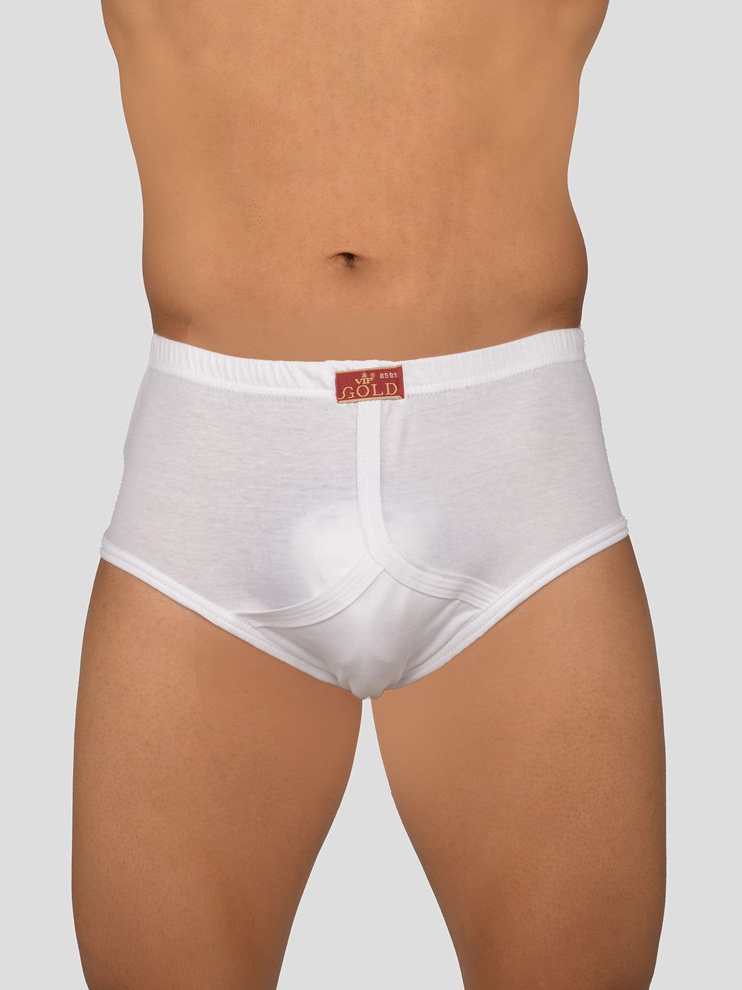 VIP Gold Solid White Cotton Briefs For Men