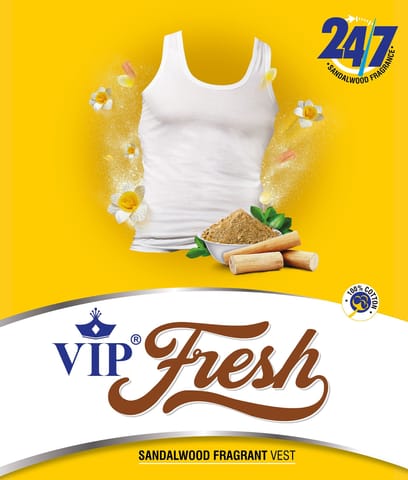 VIP Fresh Men'S Sandalwood Scented Cotton Vest With Odour Buster Technology