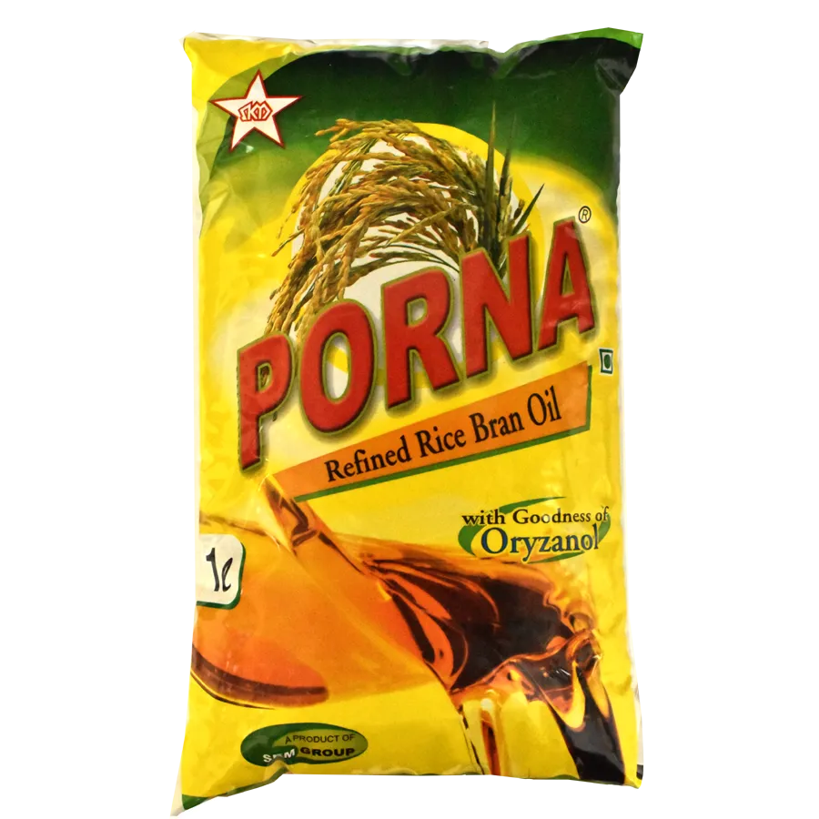 Poorna Refined - Rice Bran Oil, 1 L Pouch