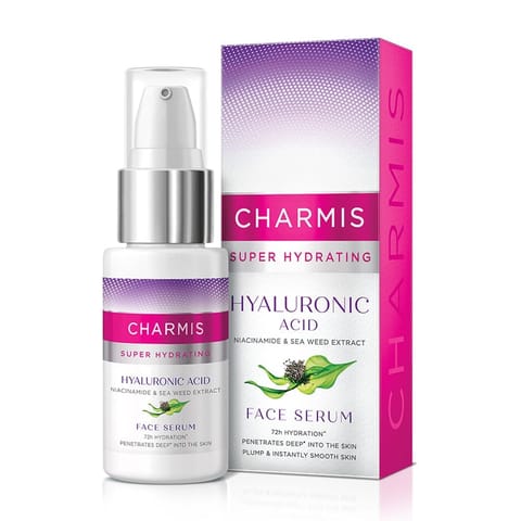 Charmis Super Hydrating Face Serum for 72H Hydration with Hyaluronic Acid, Niacinamide & Sea Weed Extracts for plump and bouncy skin