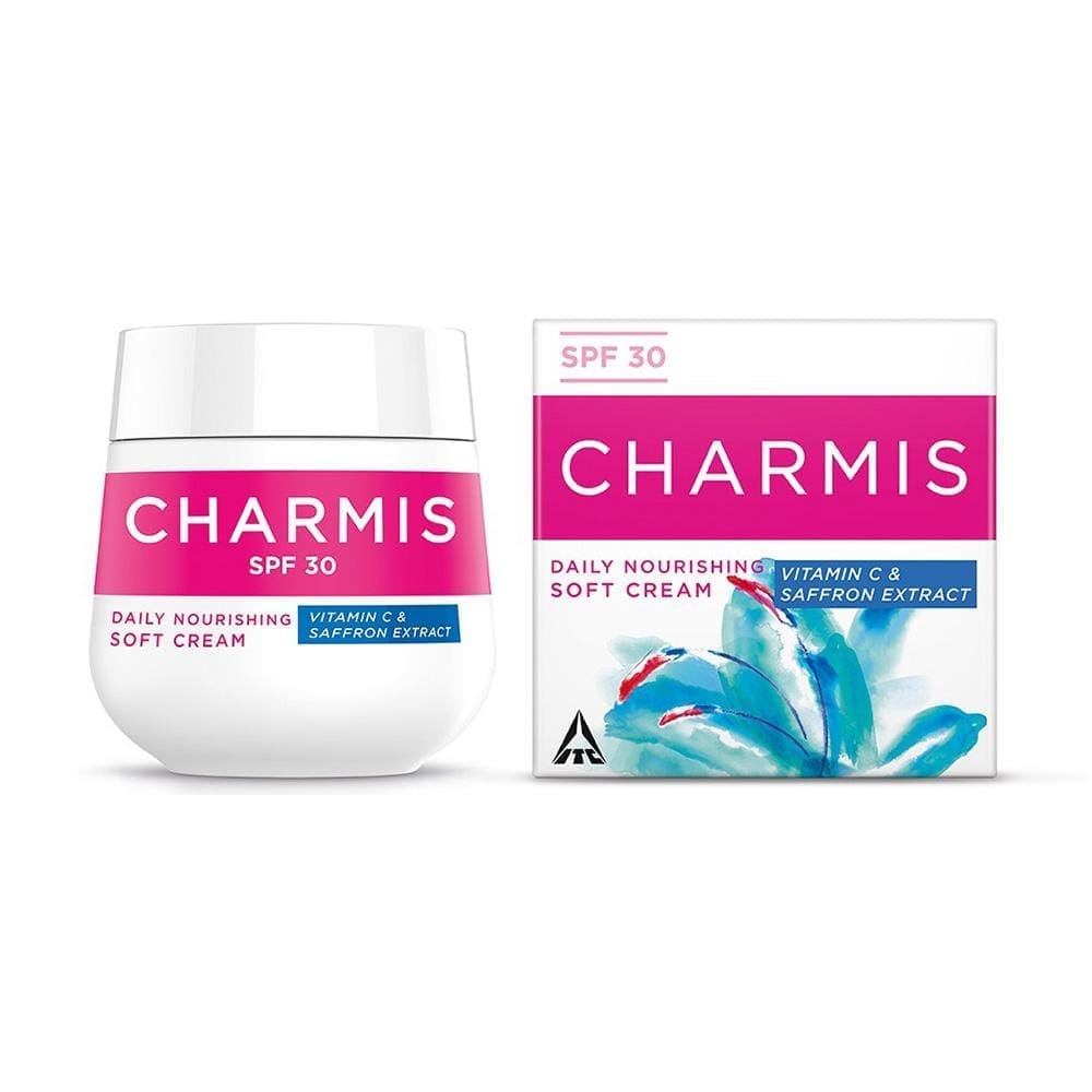 Charmis Daily Nourishing Soft Cream with Vitamin C, Saffron Extracts and SPF 30 for glowing and moisturized skin, 200Ml