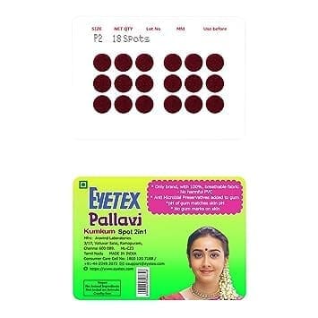 Eyetex Pallavi Sticker Kumkum (Round), P2 - Maroon, 20 Flaps