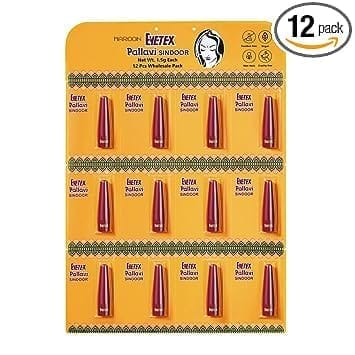 Eyetex Pallavi Sindoor Stick, Maroon, Pack Of 12