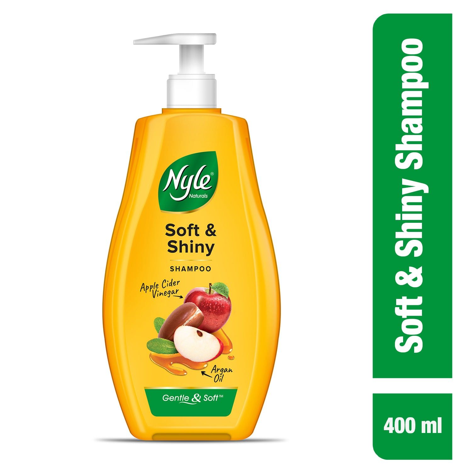 Nyle Naturals Soft & Shiny Shampoo | For Soft Hair | With Apple Cider Vinegar and Argan Oil |Gentle & Soft Shampoo, pH Balanced and Paraben Free, For Men and Women