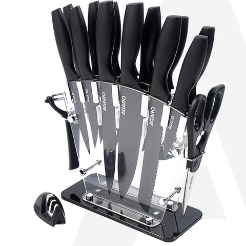 AGARO Grand Knife Set of 17pcs SS Black