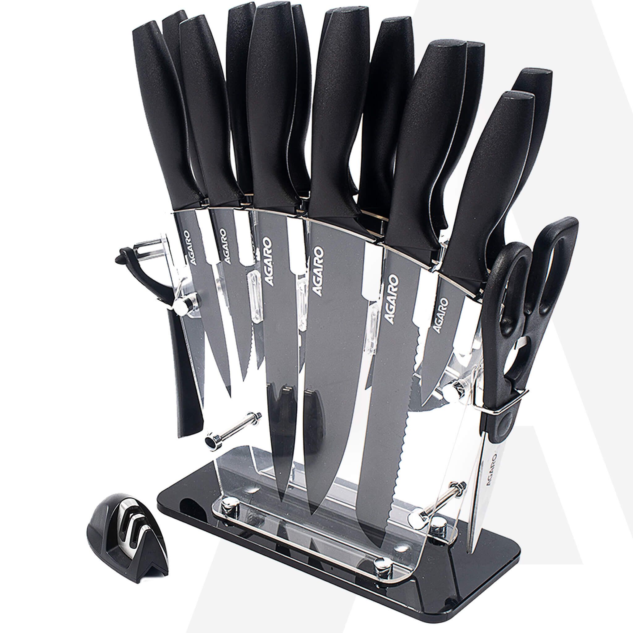 AGARO Grand Knife Set of 17pcs SS Black