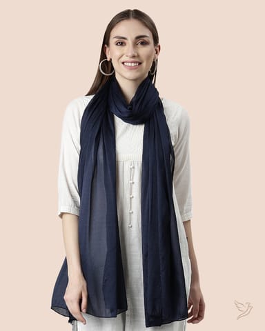 Twin birds Women Shimmer Shawl Navy Gloss - 2.25 mtr