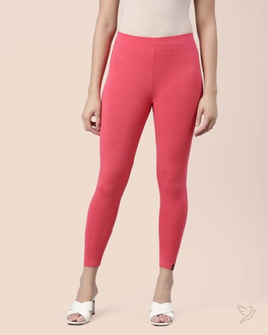 Twin Birds 
Women Viscose 7/8 High Ankle/Cropped Leggings - Spiced Coral