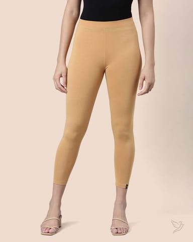 Twin Birds Women Viscose 7/8 High Ankle/Cropped Leggings - Honey Mustard