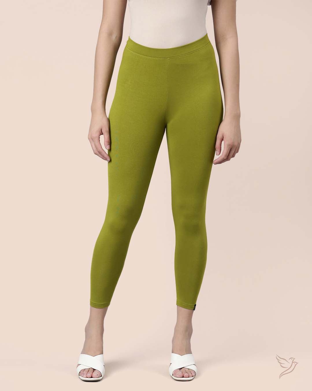 Twin Birds Women Viscose 7/8 High Ankle/Cropped Leggings - Olive Green