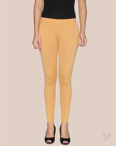 Twin Birds Women Cotton Ankle Legging - Caramel Custard