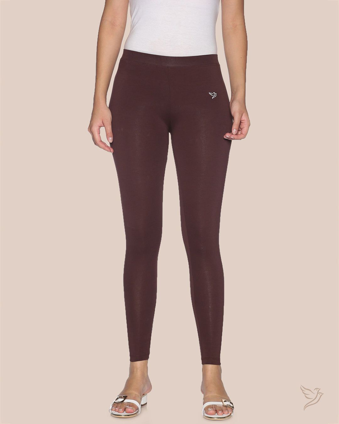 Twin Birds Women Cotton Ankle Legging - Burgandy