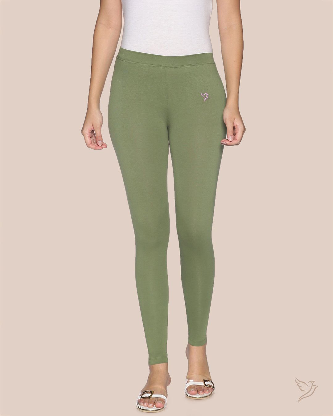 Twin Birds Women Cotton Ankle Legging - Cactus