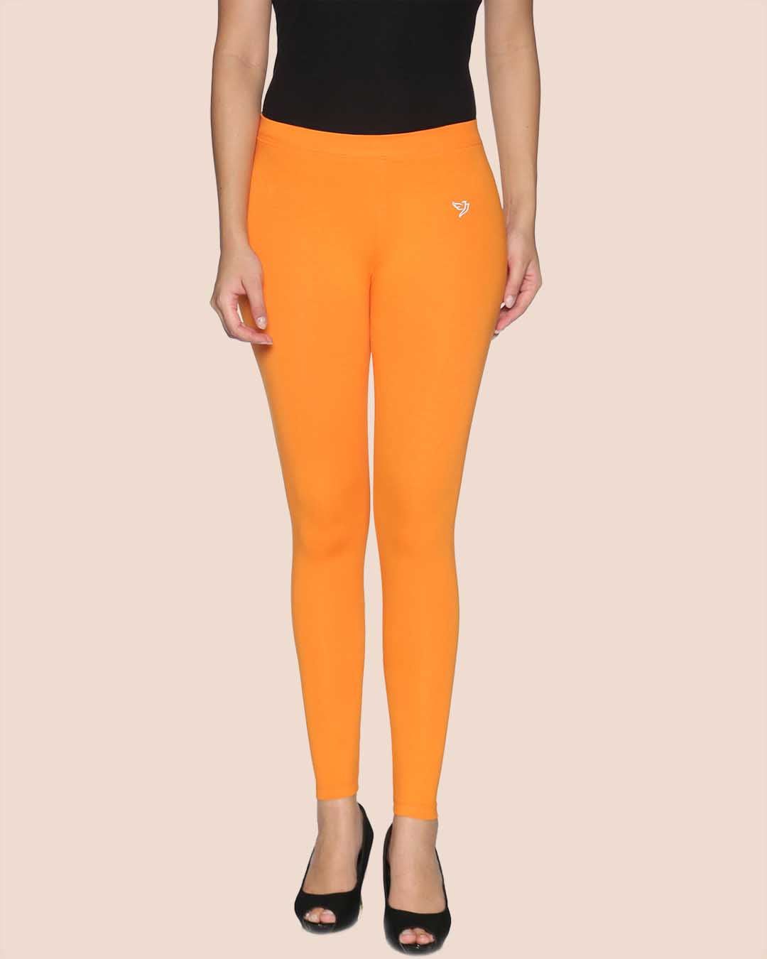 Twin Birds Women Cotton Ankle Legging - Orange Tango