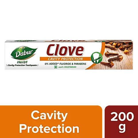 Dabur Herb'l Clove Toothpaste - Cavity Protection, Flouride Free, 200 g