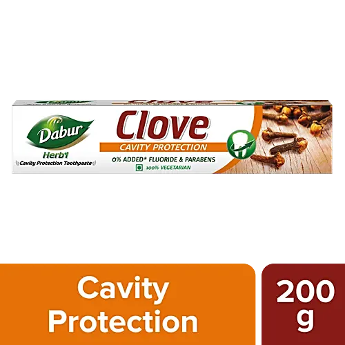 Dabur Herb'l Clove Toothpaste - Cavity Protection, Flouride Free, 200 g