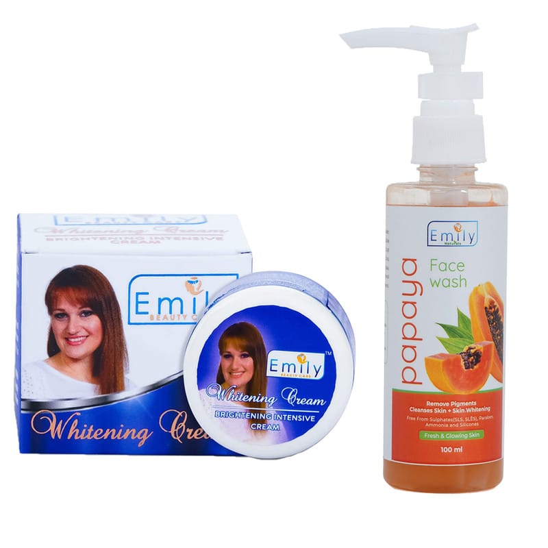 Emily Skin Whitening Night Cream 30gm x2, Emily Papaya Face Wash - 100ml x1 Free, Diwali Offer