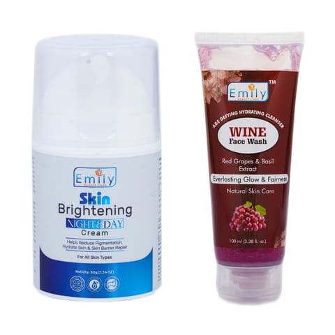 Emily Brightening Night & Day - 50gm, Emily Wine Facewash 100ml Free, Diwali Offer