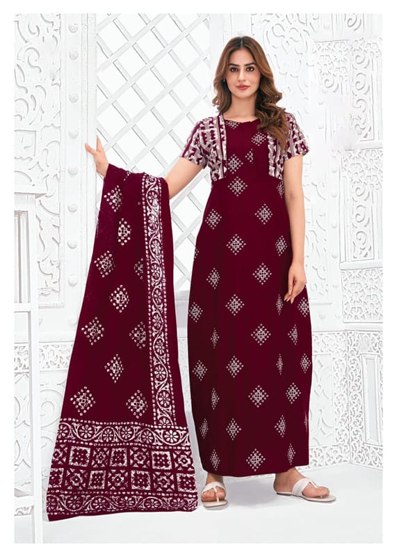 Pranjul Nighty For Women With Dupatta 2.5 Mts 720