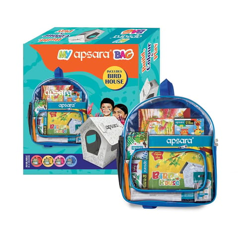 Apsara My Bag Kit, All-in-one Kit for Children, Premium 8 Color Pencils, 12 Oil Pastels, Mechano Eraser, Drawing Book, Creative Tree House Craft, Non-dust Erasers, 12 Wax Crayons