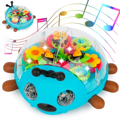 Best Quality Lady Bug Transparent Gear Toy With Light Sound Battery Included