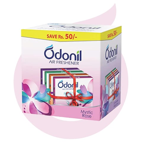 Odonil Bathroom Air Freshener Blocks 300g (75g*4) Mixed Fragrances: Jamine, Lavender, Orchid, Rose Long Lasting Fragrance