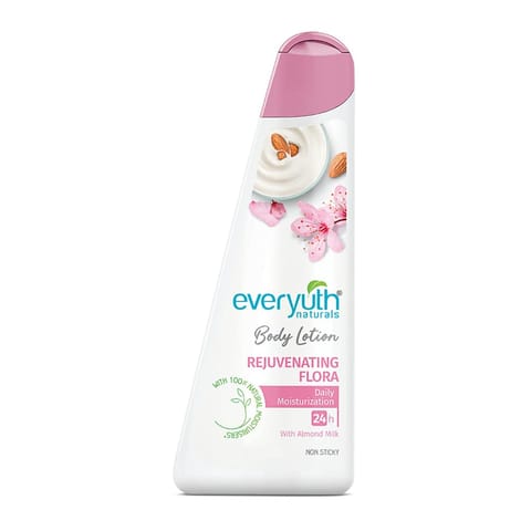 Everyuth Naturals Rejuvenating Flora Body Lotion - With Almond Milk, Non Sticky