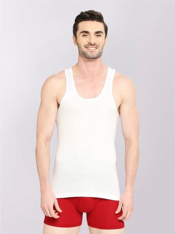 VIP Men'S Supreme Round Neck Combed Cotton Vest - White