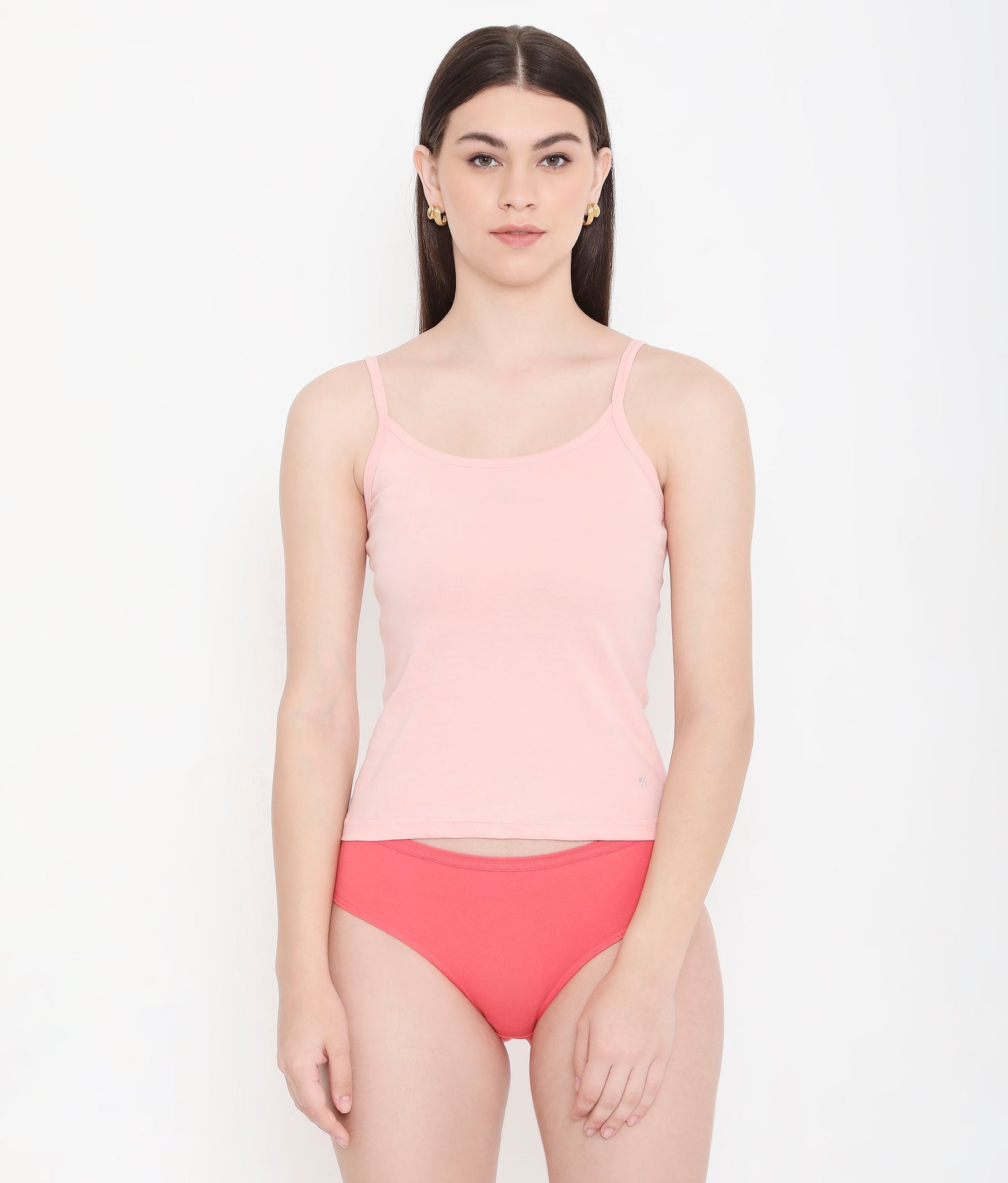 Feelings Solid Peach Pure Cotton Innerwear Camisole For Women