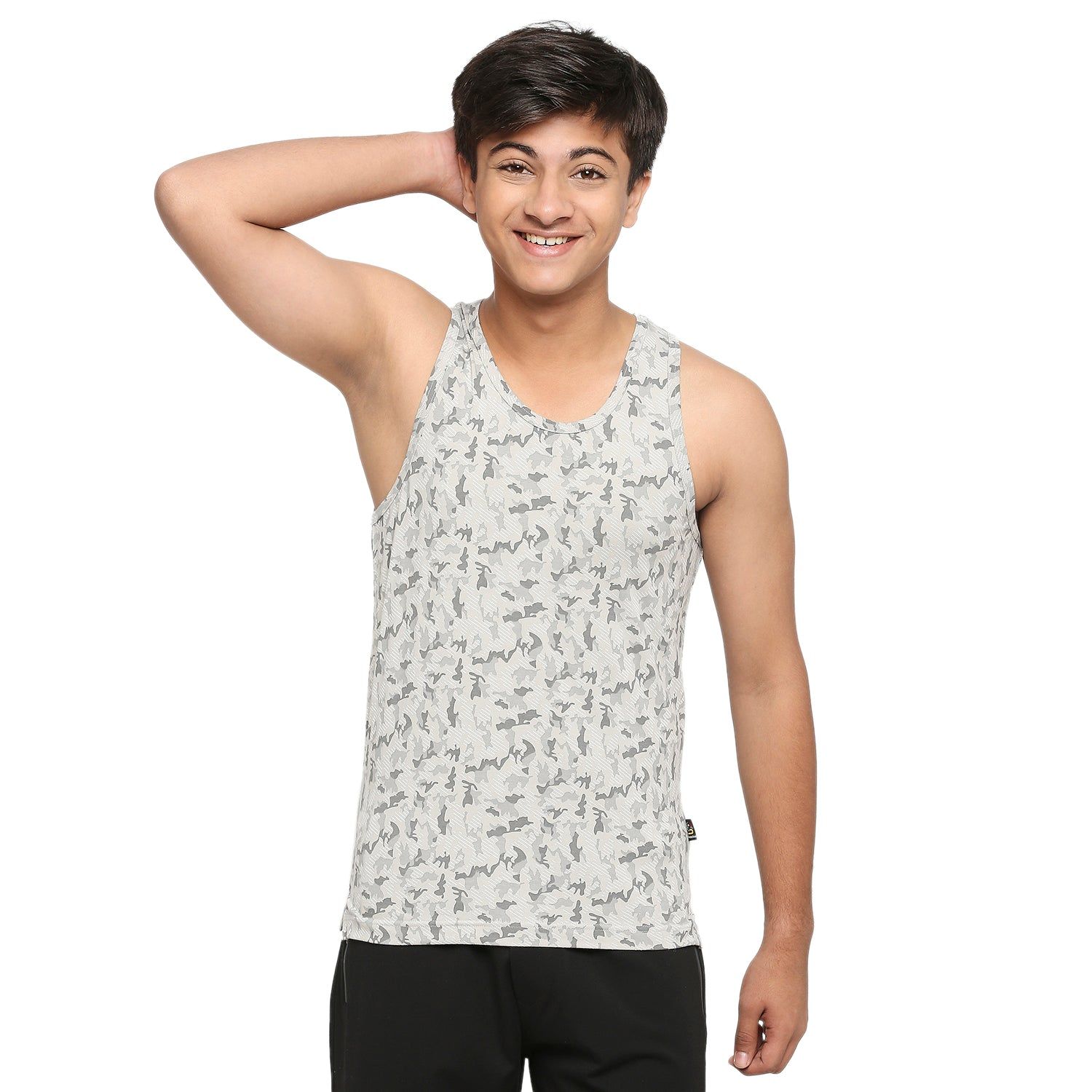 Frenchie U19 Teens Light Gray Vest In Camouflage Print