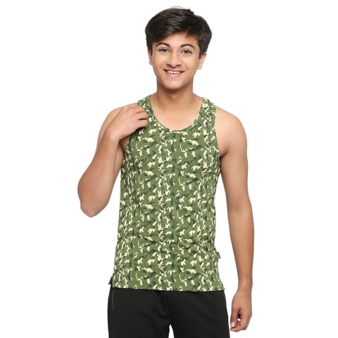 Frenchie U19 Teens Green Vest In Camouflage Print