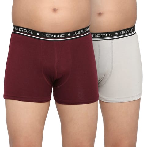 Frenchie U19 Teenagers Cotton Trunk Wine And Light Gray - Pack Of 2