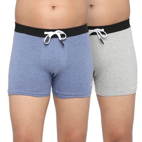 Frenchie U19 Teenagers Cotton Trunk Light Gray And Blue - Pack Of 2