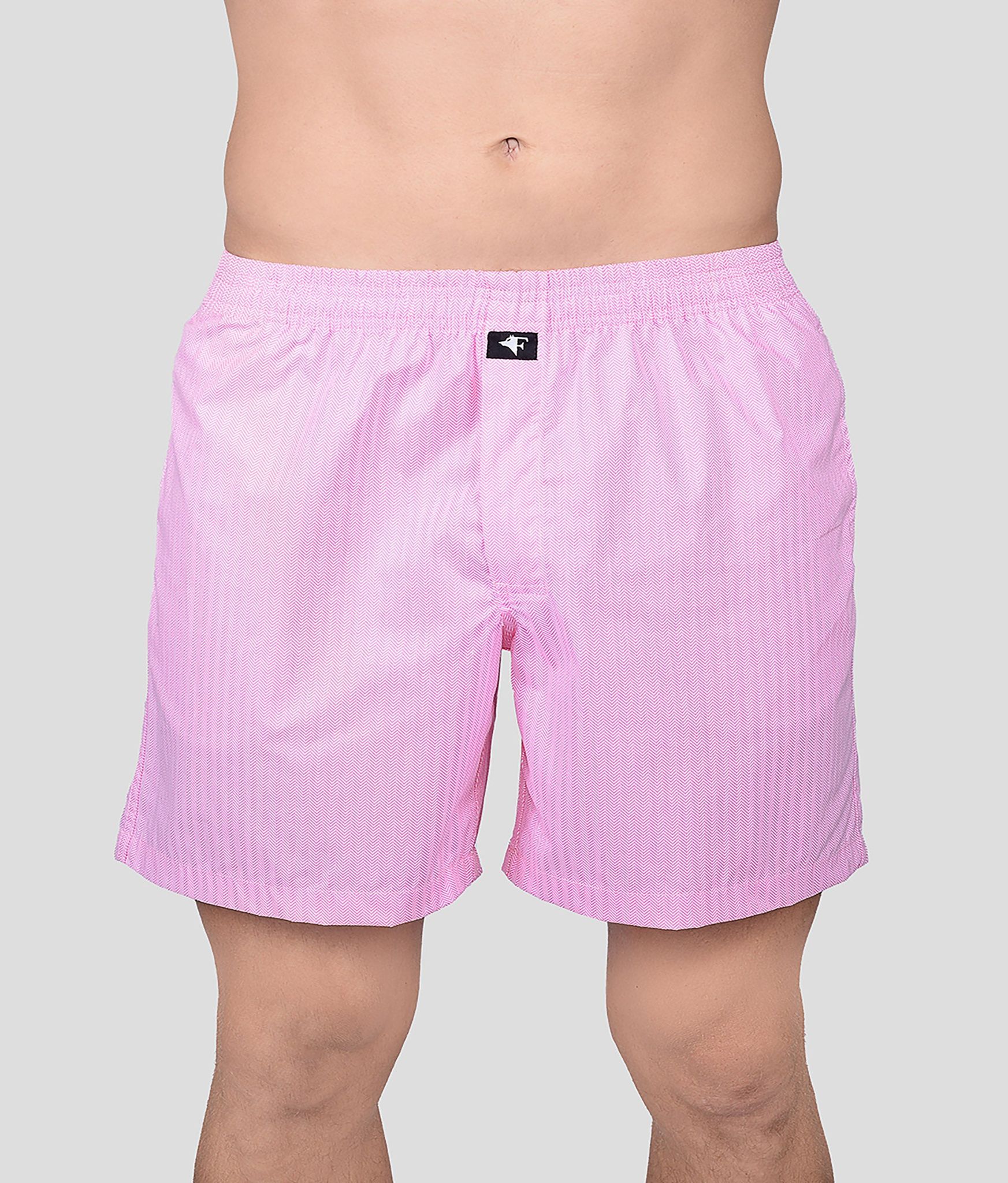 Frenchie Boksa Men'S Printed Cotton Boxer Shorts With Side Pockets - Wave Pink