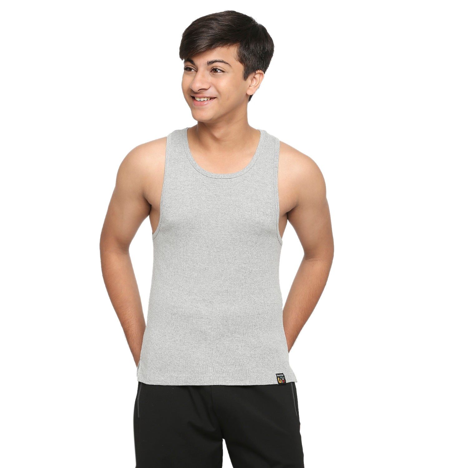 Frenchie U19 Teens Solid Gray Vest Made In 100% Cotton Rib