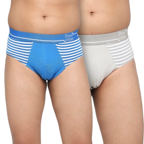 Frenchie U19 Teenagers Cotton Brief Blue And Light Gray - Pack Of 2