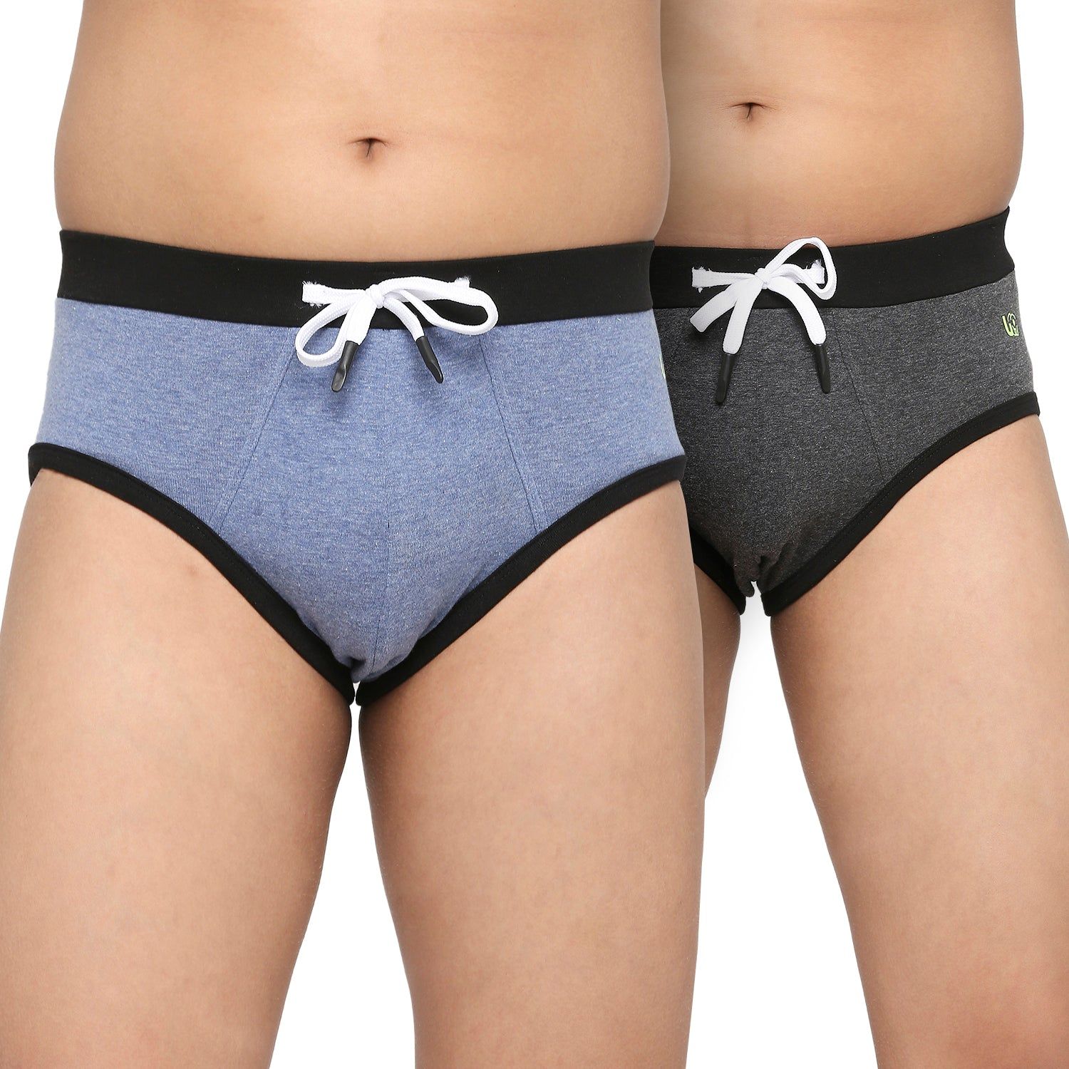 Frenchie U19 Teenagers Cotton Brief Blue And Dark Gray - Pack Of 2