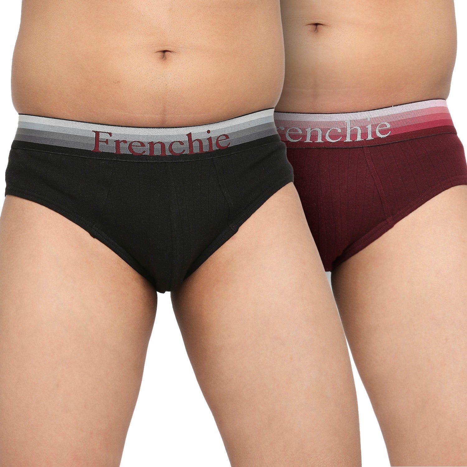 Frenchie U19 Teenagers Cotton Brief Black And Wine - Pack Of 2